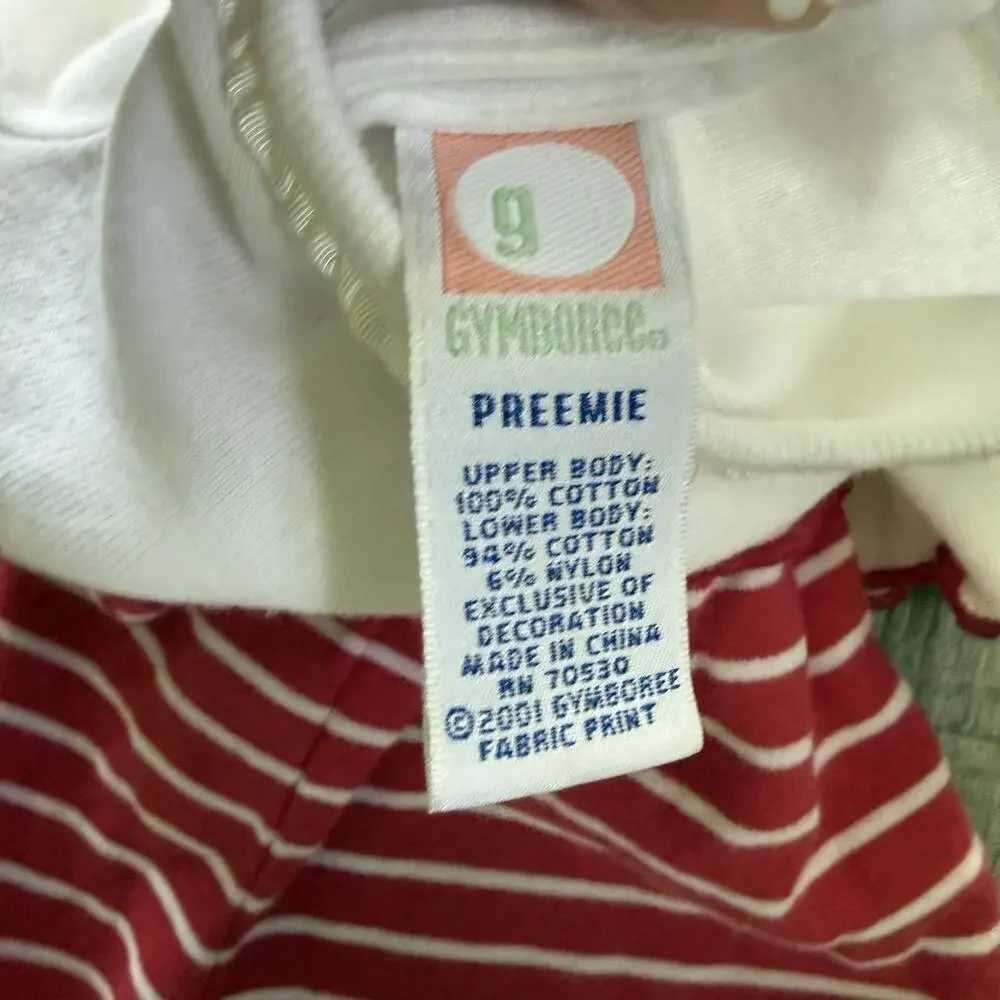 Vtg Y2K Gymboree Sweet Cherry Newborn Premie White Romper Lettuce Hem Baby Girl